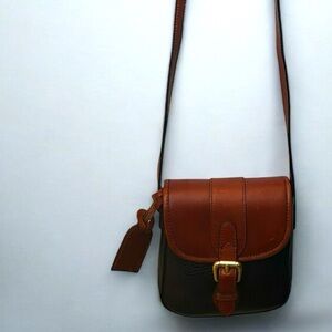 Vintage Brown & Black/Blue Leather Mini Crossbody Bag - Liz Claiborne